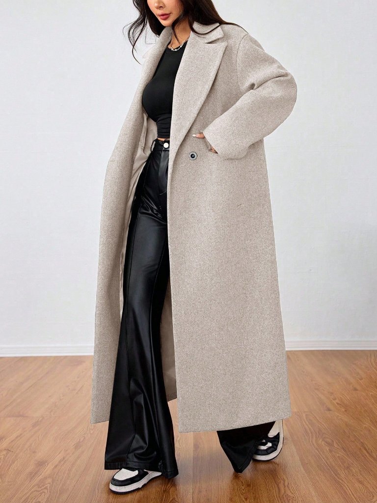 Apricot Casual Women's Lapel Long Overcoat Coat Jacket